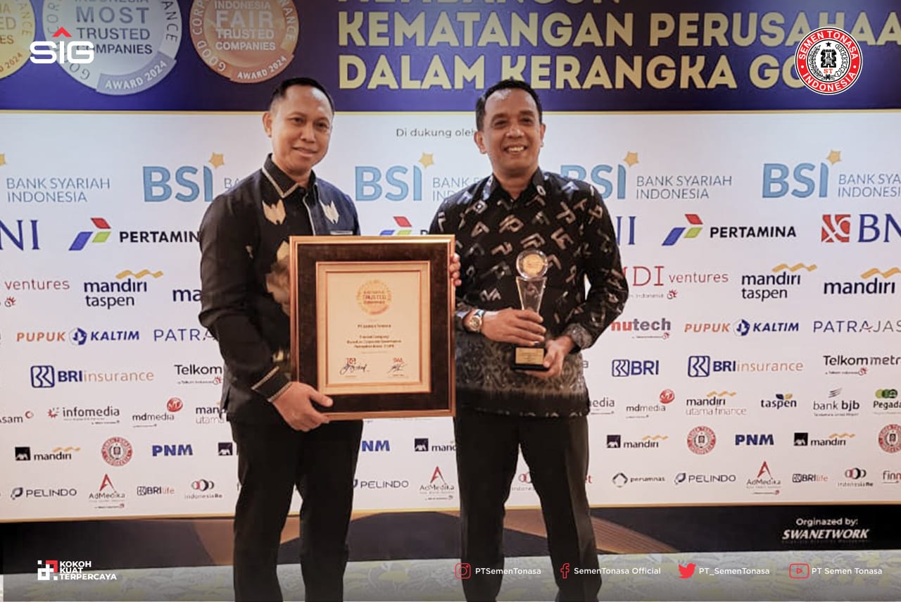 PT Semen Tonasa Raih Penghargaan Indonesia Trusted Companies dalam GCG Award 2024